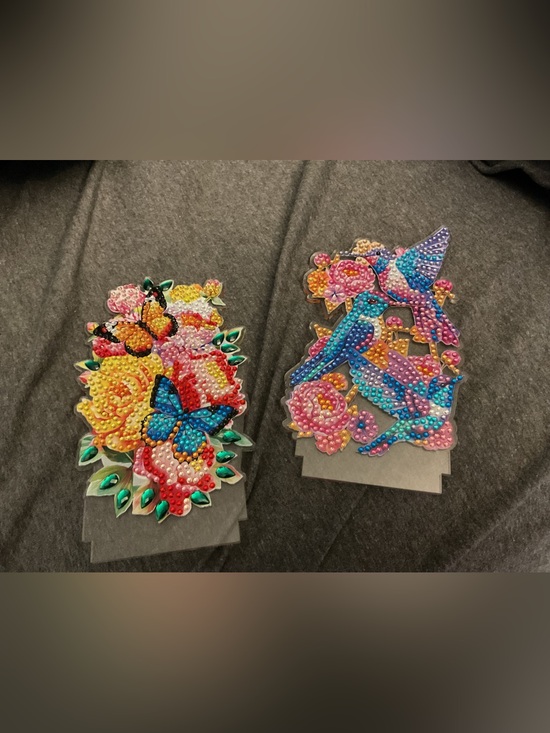 Handmade Other - Diamond Art LED Night Light. Butterfly and hummingbird acrylic lamps. Sealed.